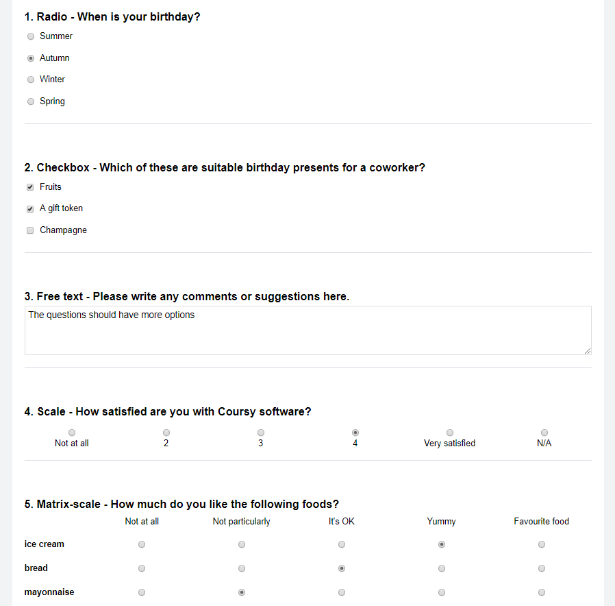 Group Questionnaires