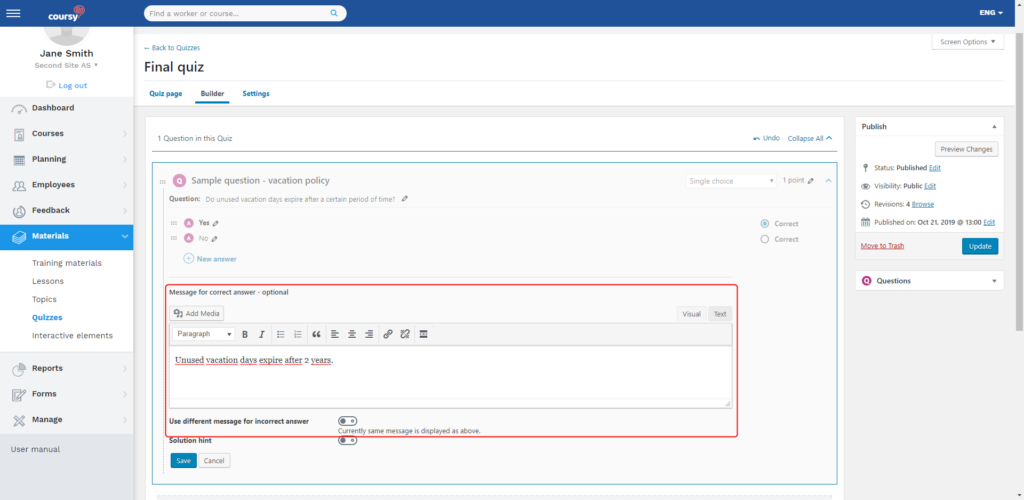 Adding Quizzes Coursy